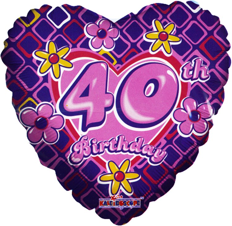 18" 40th Birthday Heart
