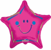 18" Hot Pink Smiley Star