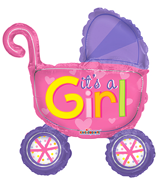 14" It's a Girl Stroller with Valve