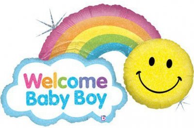 45" Rainbow Baby Boy Holographic