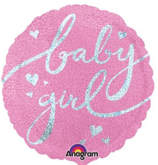 32" Baby Girl Script Holographic 