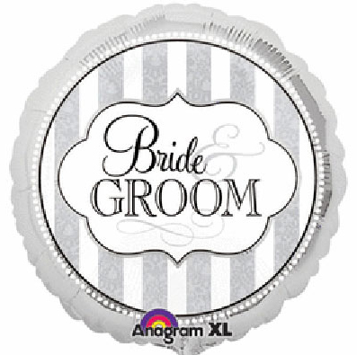 18" Bride & Groom Silver Stripes