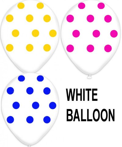 12" Colored Dots White (100pcs)