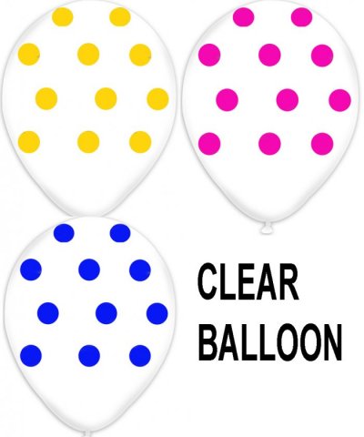 12" Colored Dots Clear (100pcs)