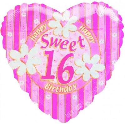 18" Happy Birthday Sweet 16 Stripes