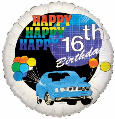 18" Happy 16th Birthday Car