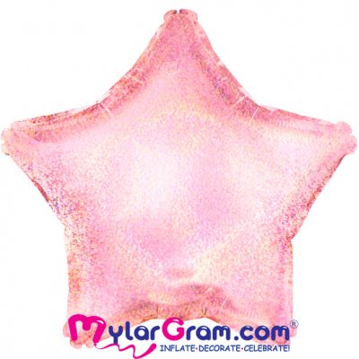 18" Holographic Light Pink Star MYLARGRAM