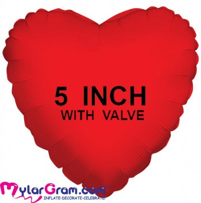 5" Valved Metallic Red Heart MYLARGRAM
