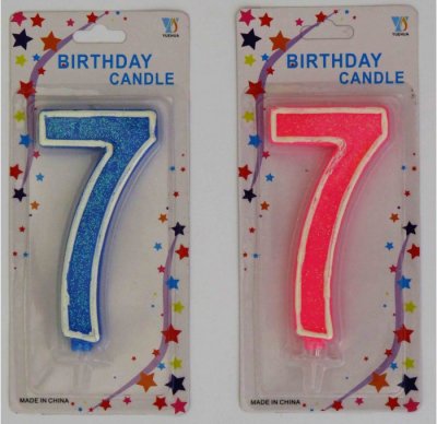 Large Number 7 Candle Pink/Blue