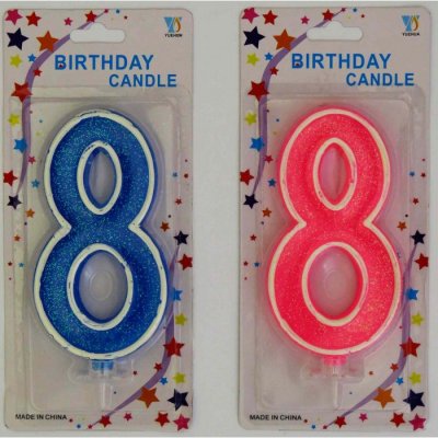 Large Number 8 Candle Pink/Blue