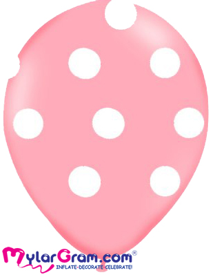 12" Light Pink White Dots (100pcs)