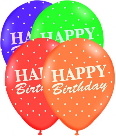 12" Happy Birthday Dots (100pcs)