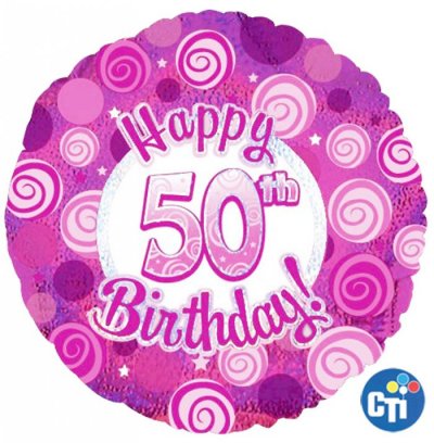  18" Happy 50th Birthday Pink Dazzle