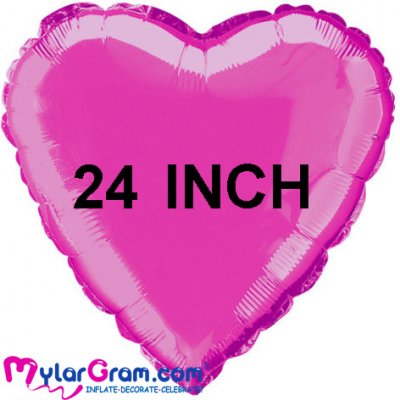 24" Metallic Fuschia Heart MYLARGRAM