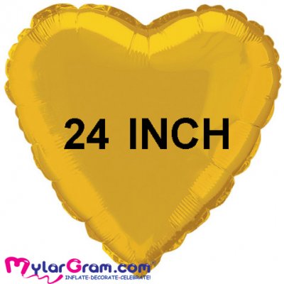 24" Metallic Gold Heart MYLARGRAM