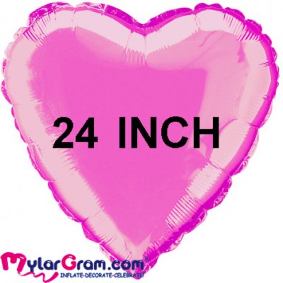 24" Metallic Pink Heart MYLARGRAM