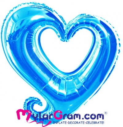 16" Metallic Light Blue Open Heart MYLARGRAM