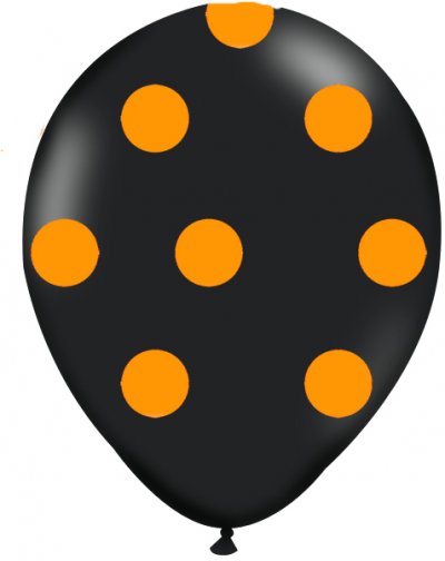 12" Black - Neon Orange Dots (100pcs)