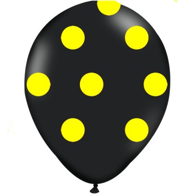 12" Black - Neon Yellow Dots (100pcs)