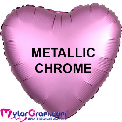18" Metallic Chrome Pink Heart MYLARGRAM