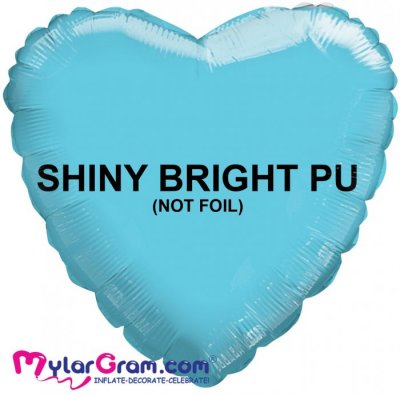 18" Shiny Bright PU Light Blue Heart MYLARGRAM