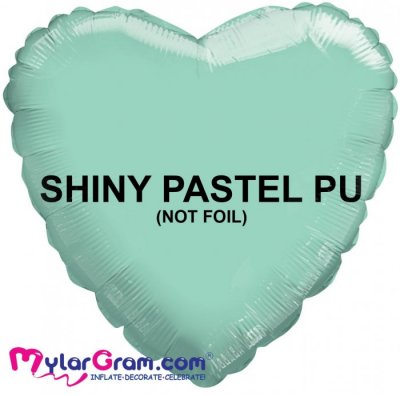18" Shiny Pastel PU Light Green Heart MYLARGRAM