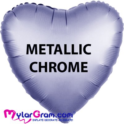 18" Metallic Chrome Blue/Grey Heart MYLARGRAM
