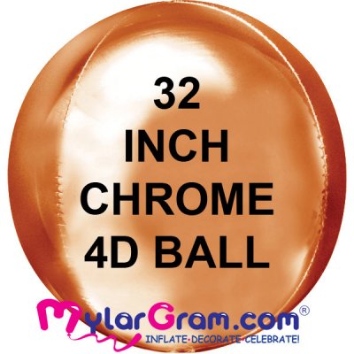 32" Rose Gold Chrome Ball Shape 4D