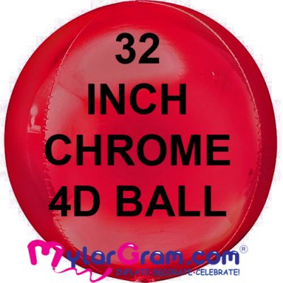 32" Red Chrome Ball Shape 4D