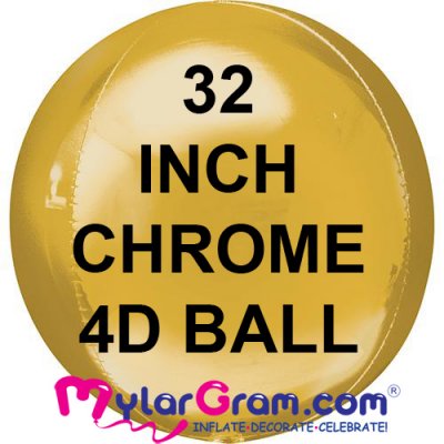 32" Gold Chrome Ball Shape 4D