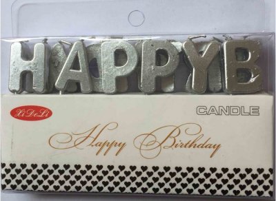 Happy Birthday Silver Chrome Candle 