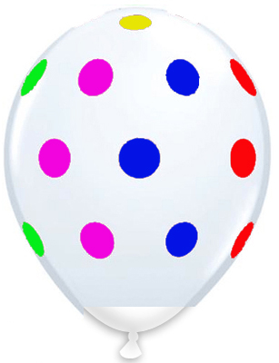 12" Clear Multicolored Dots (100pcs)
