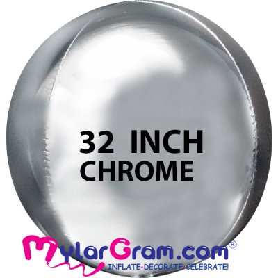 32" Silver Chrome Ball Shape 4D