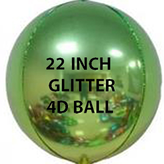 22" Lime Green Glitter Ball Shape 4D