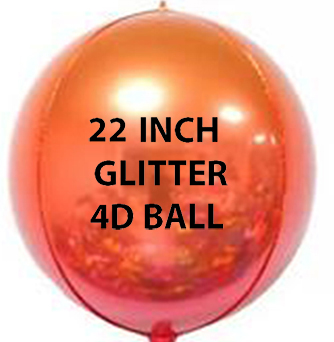 22" Orange Glitter Ball Shape 4D 