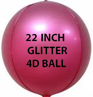 22" Dark Pink Glitter Ball Shape 4D 