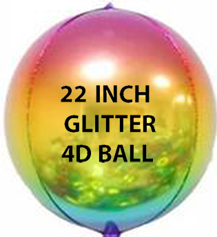 22" Multicolor Glitter Ball Shape 4D 