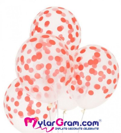 12" Clear Balloon + Red Dot Confetti (50pcs)