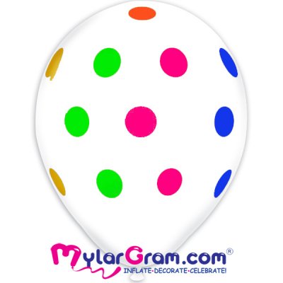 12" Clear Multicolored Dots (100pcs)