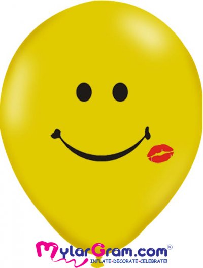 12" Yellow Smiley + Red Kiss (100pcs)