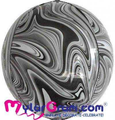 22" Black Marble Ball Shape 4D