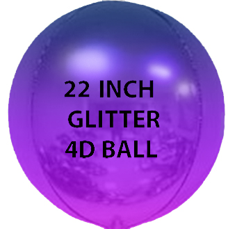 22" Purple/Blue Glitter Ball Shape 4D