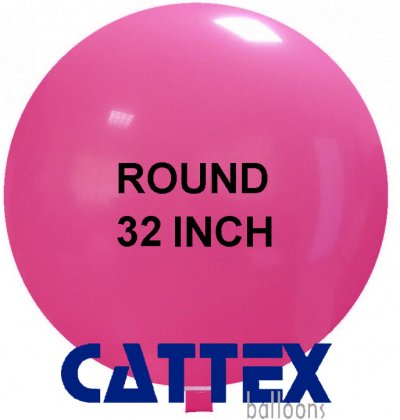 32" Fuschia Jumbo 3D Round Balloon + Closure