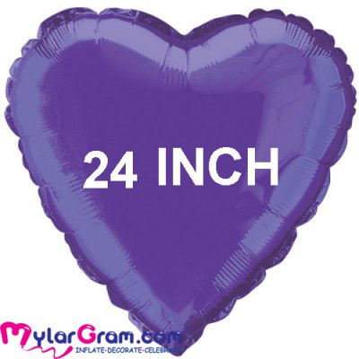 24" Metallic Purple Heart MYLARGRAM