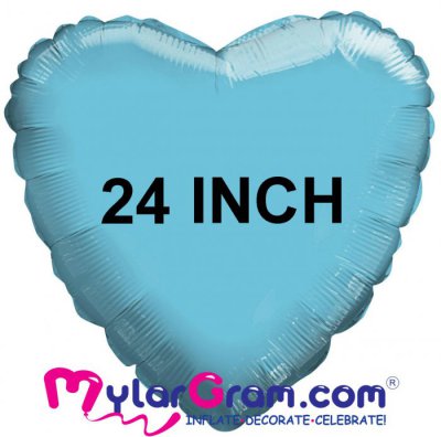 24" Metallic Light Blue Heart MYLARGRAM