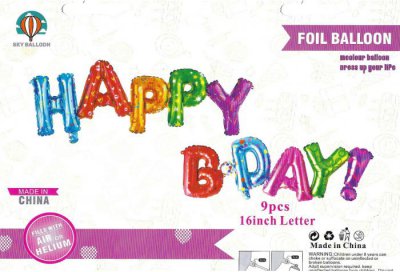 16" Happy B Day Multicolored Kit