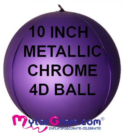 10" Metallic Chrome Purple Ball Shape 4D 