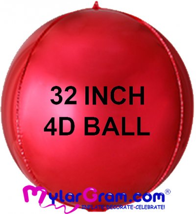 32" Metallic Red Ball Shape 4D