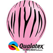11" Pink Neon Zebra Stripes QUALATEX (50pcs)