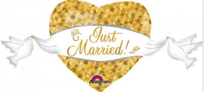 41" Just Married Heart And Doves